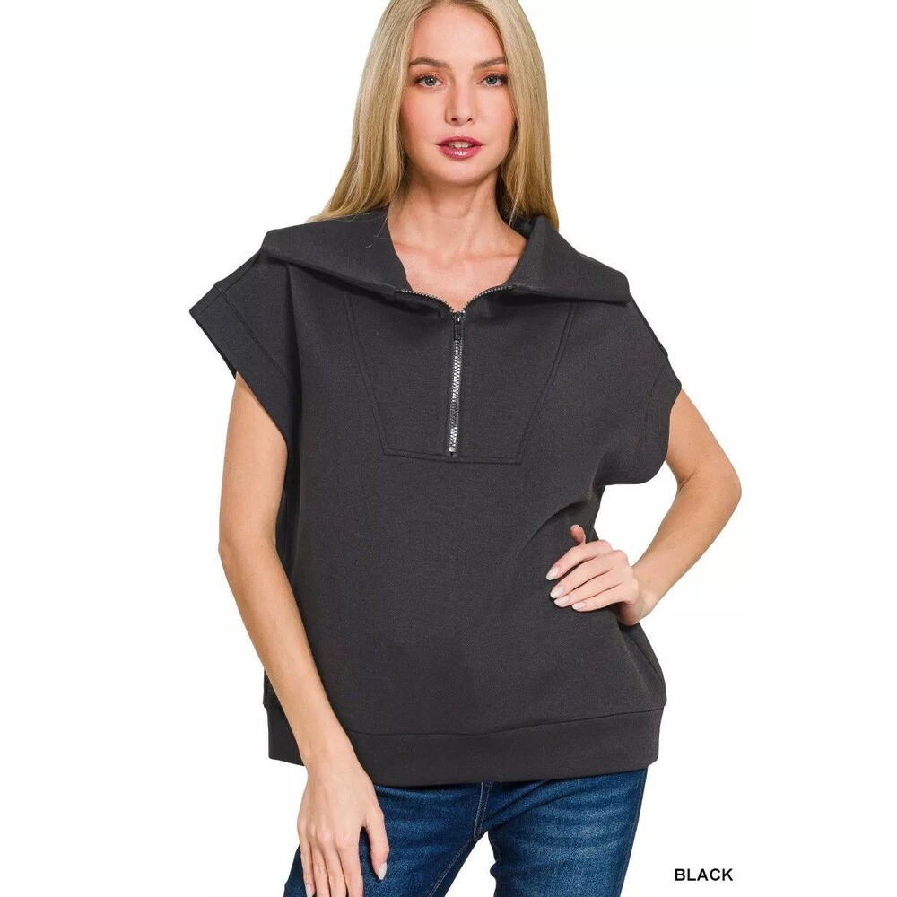 Zenana Scuba Half Zip Top